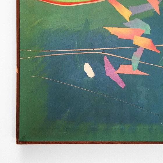 Image 1 of Peinture à l'huile vintage sur toile "kingfisher kotillion" par Richard Frank, 1980