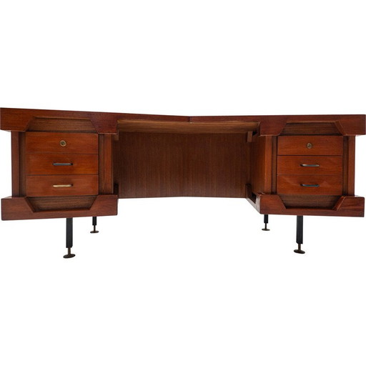 Bureau italien du milieu du siècle en teck, années 1960