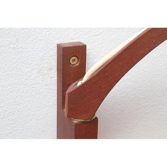 Image 1 of Lampe murale vintage boomerang en teck et verre opale, 1960s