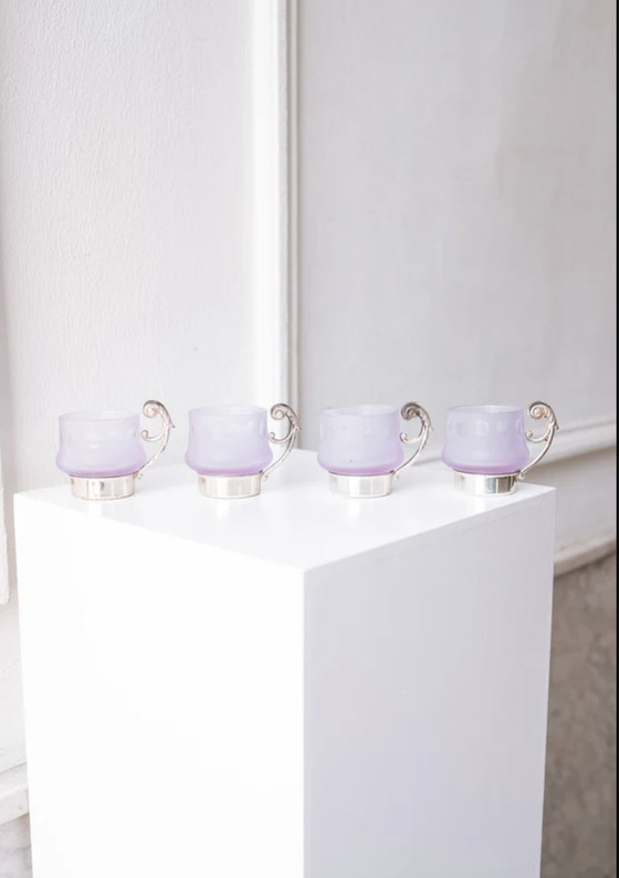 Image 1 of Verres lilas italiens vintage - Lot de 4