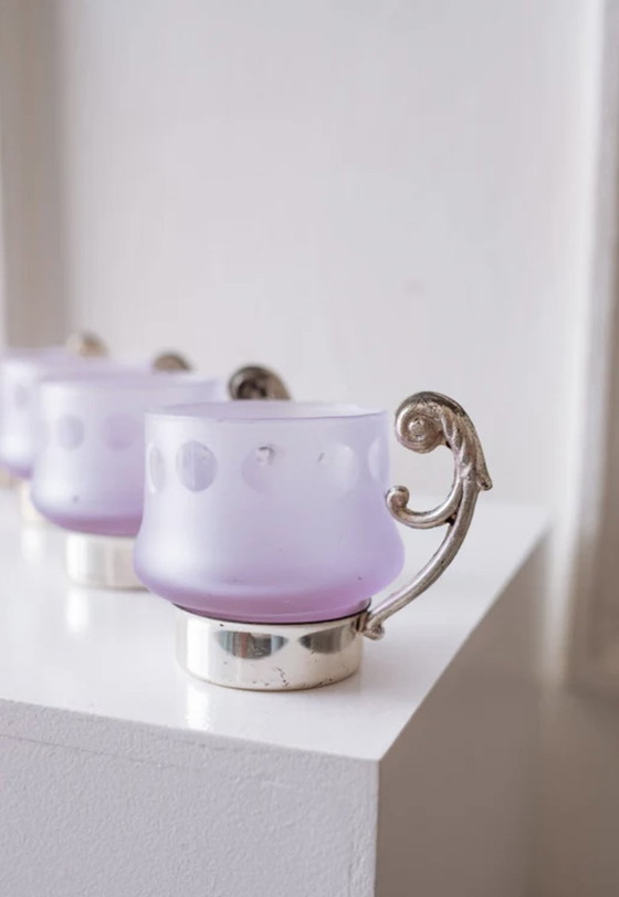 Image 1 of Verres lilas italiens vintage - Lot de 4