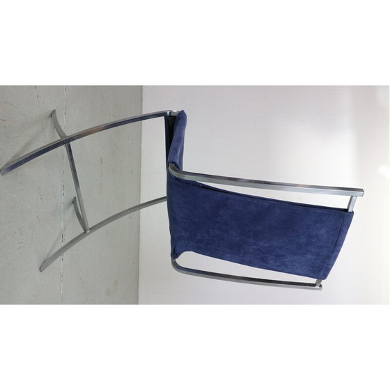 Image 1 of Ensemble de 4 chaises de salle à manger vintage en velours et acier par Pierre Cardin pour Maison Jansen, France 1970