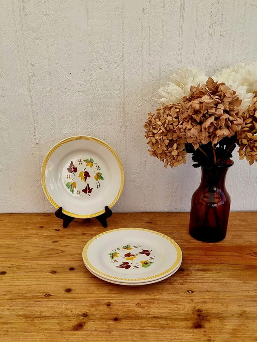 Lot De 3 Assiettes Plates Digoin Sarreguemines Modèle Sirocco