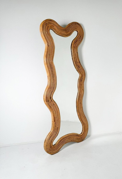 Miroir contemporain en bambou, Italie