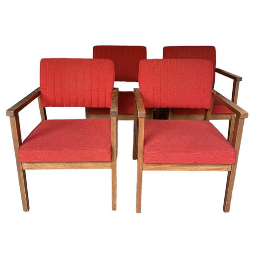 Fauteuils vintage en palissandre et jersey rouge