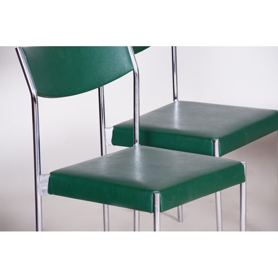 Image 1 of Ensemble de 4 chaises vintage en acier chromé, années 1950