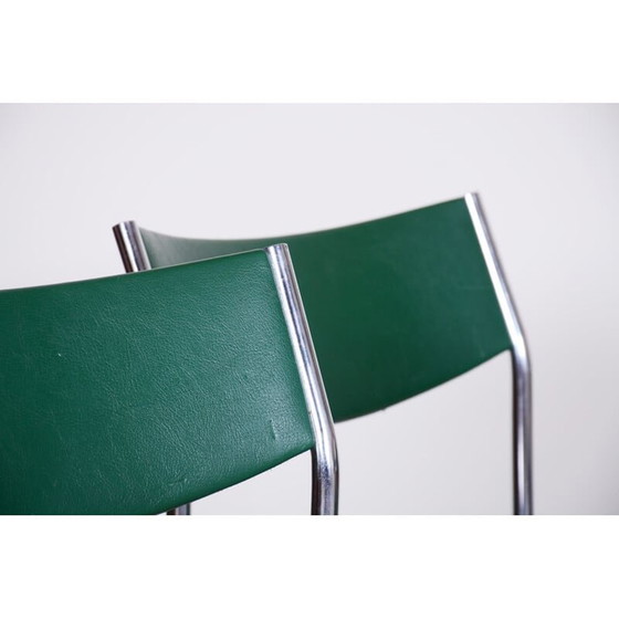 Image 1 of Ensemble de 4 chaises vintage en acier chromé, années 1950