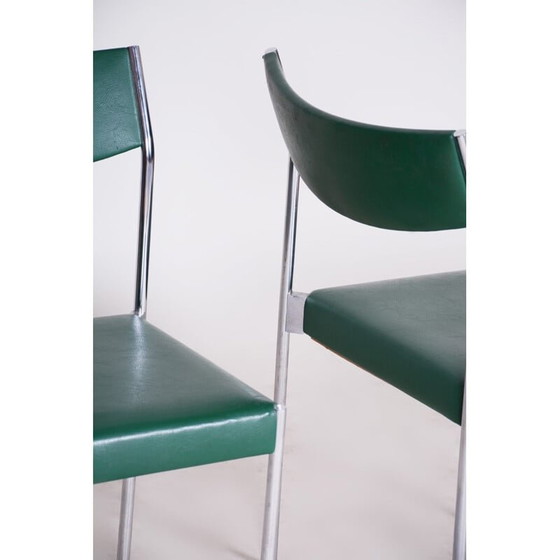 Image 1 of Ensemble de 4 chaises vintage en acier chromé, années 1950