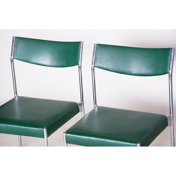Image 1 of Ensemble de 4 chaises vintage en acier chromé, années 1950