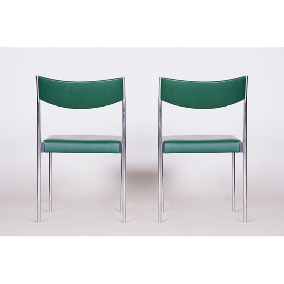 Image 1 of Ensemble de 4 chaises vintage en acier chromé, années 1950
