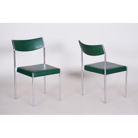 Image 1 of Ensemble de 4 chaises vintage en acier chromé, années 1950