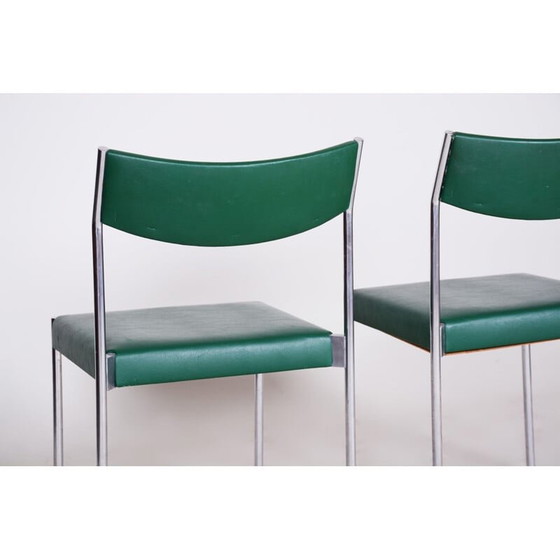 Image 1 of Ensemble de 4 chaises vintage en acier chromé, années 1950