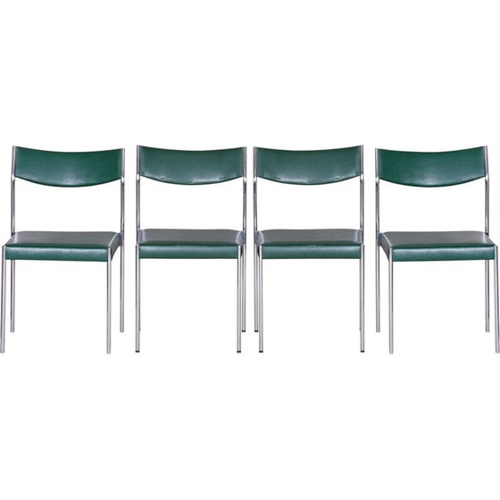 Image 1 of Ensemble de 4 chaises vintage en acier chromé, années 1950