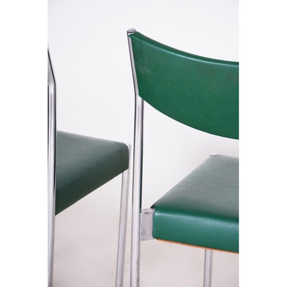 Image 1 of Ensemble de 4 chaises vintage en acier chromé, années 1950