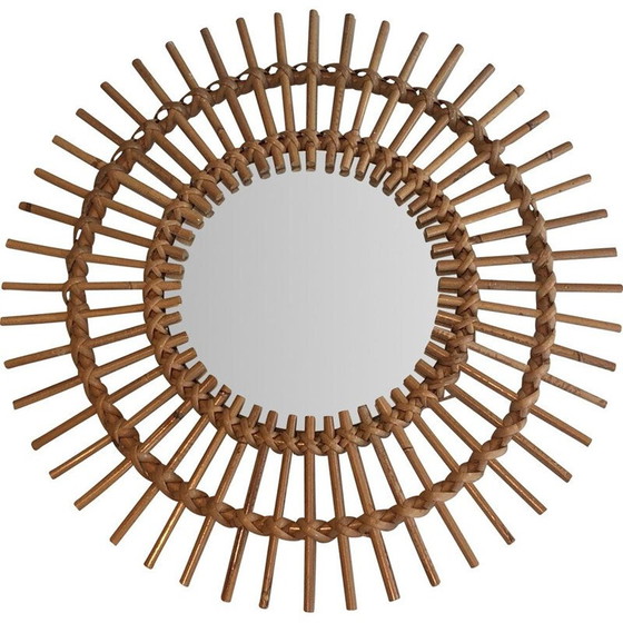 Image 1 of Miroir en rotin vintage, 1970
