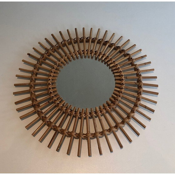 Image 1 of Miroir en rotin vintage, 1970