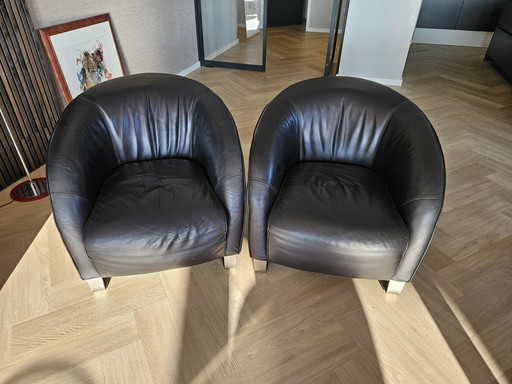 2 Chaises longues en cuir Natuzzi Modèle Liz