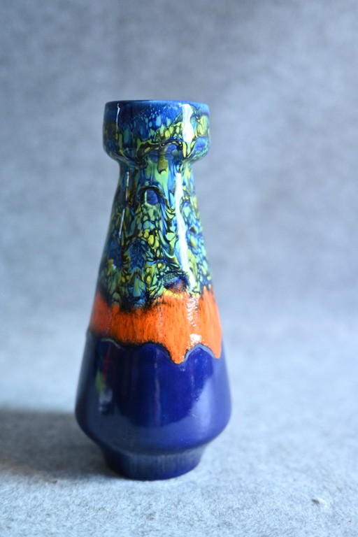 Vase Vintage - Les Couleurs Du Paon - Céramique West Germany