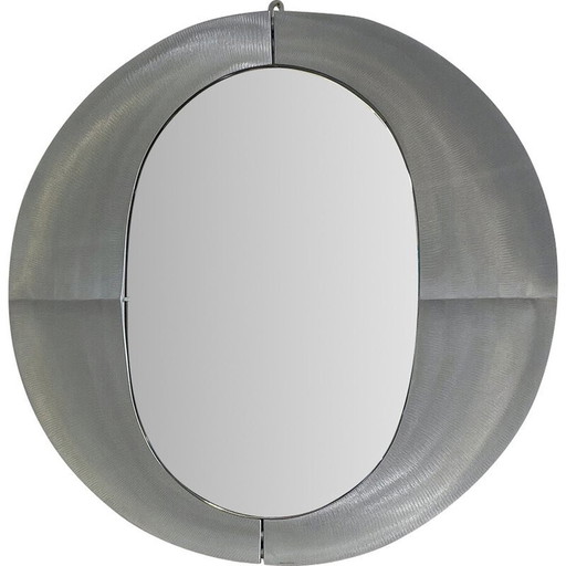Miroir mural en aluminium du milieu du siècle par Lorenzo Burchiellaro, Italie, 1970