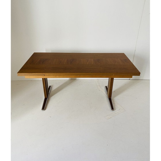 Image 1 of Table basse extensible vintage en placage de bois et chrome, Italie 1970