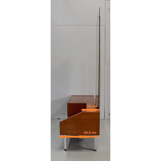 Image 1 of Coiffeuse vintage en teck avec un grand miroir, 1960-1970