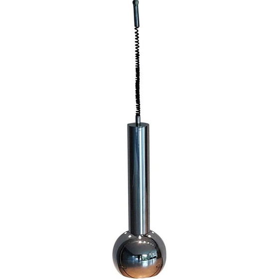 Image 1 of Lampe suspendue vintage avec boule chromée extensible, 1980