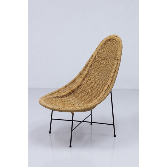 Image 1 of Fauteuil vintage en osier "Stora Kraal" par Kerstin Hörlin-Holmqvist pour Nordiska Kompaniet, Suède 1950