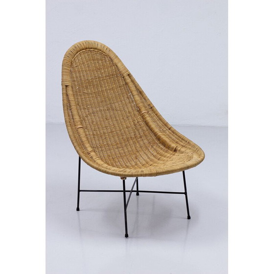 Image 1 of Fauteuil vintage en osier "Stora Kraal" par Kerstin Hörlin-Holmqvist pour Nordiska Kompaniet, Suède 1950
