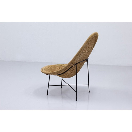 Image 1 of Fauteuil vintage en osier "Stora Kraal" par Kerstin Hörlin-Holmqvist pour Nordiska Kompaniet, Suède 1950