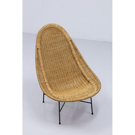 Image 1 of Fauteuil vintage en osier "Stora Kraal" par Kerstin Hörlin-Holmqvist pour Nordiska Kompaniet, Suède 1950