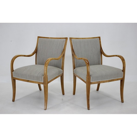 Image 1 of Paire de fauteuils vintage en bois de bouleau par Frits Henningsen, Danemark