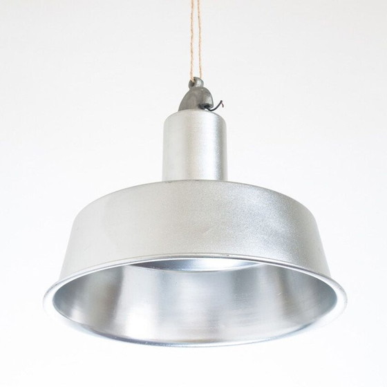 Image 1 of Vintage aluminium industrial style ceiling light Spain 1970s