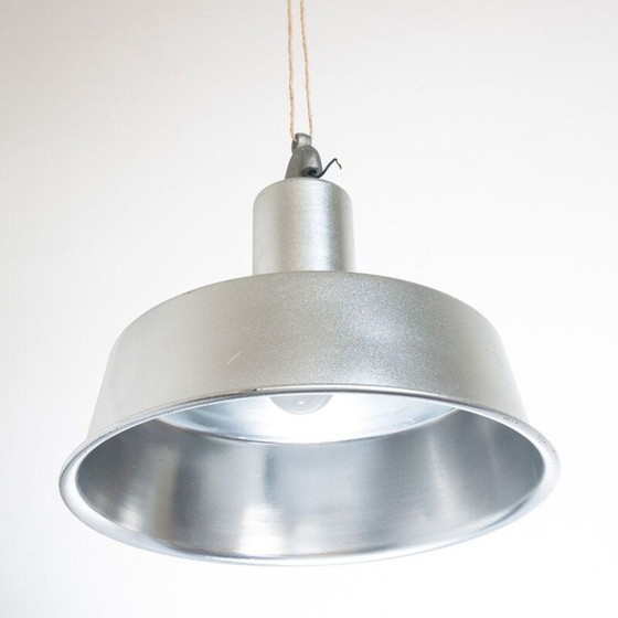 Image 1 of Vintage aluminium industrial style ceiling light Spain 1970s