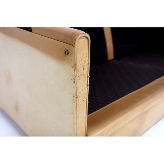 Image 1 of Canapé 3 places vintage "Reton" en noyer et cuir pour Dux, Suède 1960