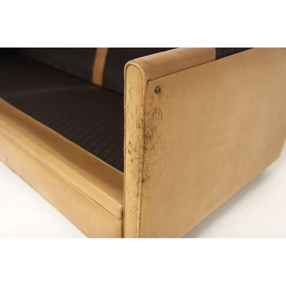 Image 1 of Canapé 3 places vintage "Reton" en noyer et cuir pour Dux, Suède 1960