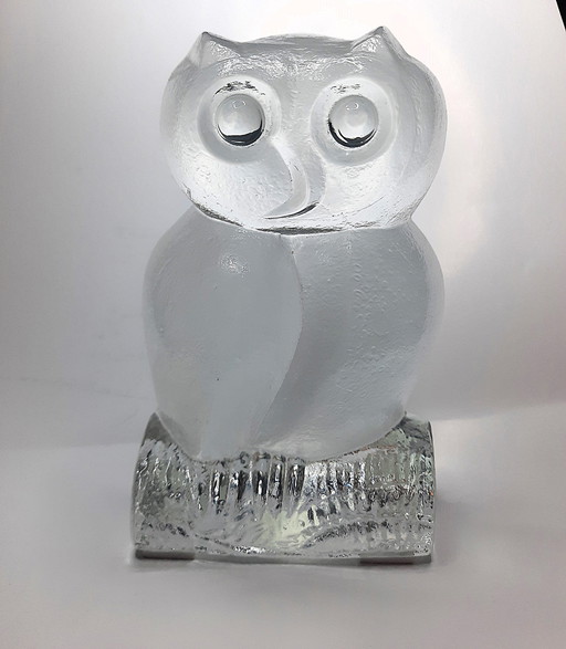 Hibou en verre massif Design Klaus Breit pour Wiesenthalhutte 1970