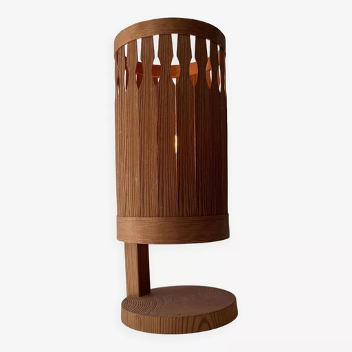 Lampe De Table En Lamelle De Pin, Suède 1970