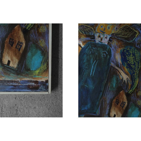 Image 1 of Acrylique vintage sur toile d'Annemette Lichtenberg, 1993