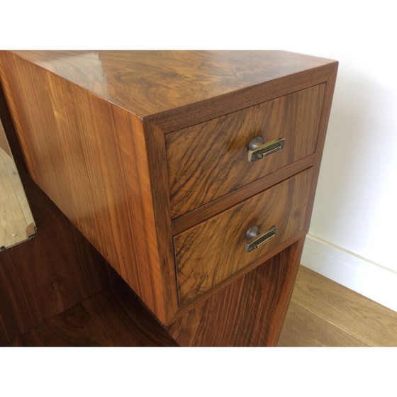Image 1 of Table de toilette vintage en ronce de noyer, Grande-Bretagne 1930