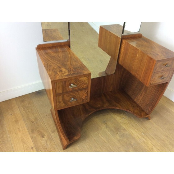 Image 1 of Table de toilette vintage en ronce de noyer, Grande-Bretagne 1930