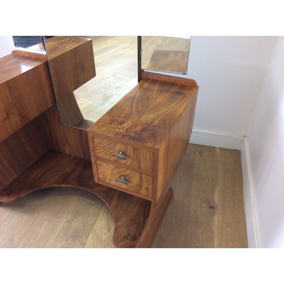 Image 1 of Table de toilette vintage en ronce de noyer, Grande-Bretagne 1930