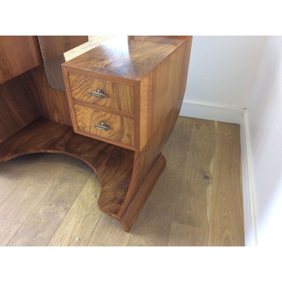 Image 1 of Table de toilette vintage en ronce de noyer, Grande-Bretagne 1930