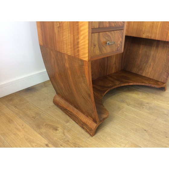 Image 1 of Table de toilette vintage en ronce de noyer, Grande-Bretagne 1930