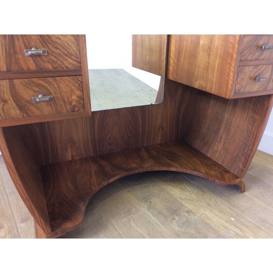 Image 1 of Table de toilette vintage en ronce de noyer, Grande-Bretagne 1930