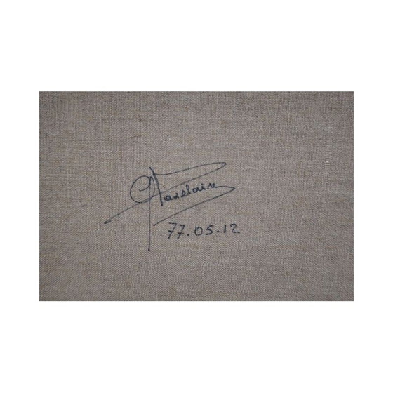 Image 1 of Huile sur toile vintage "composition géométrique" de Georges vaxelaire, 1977