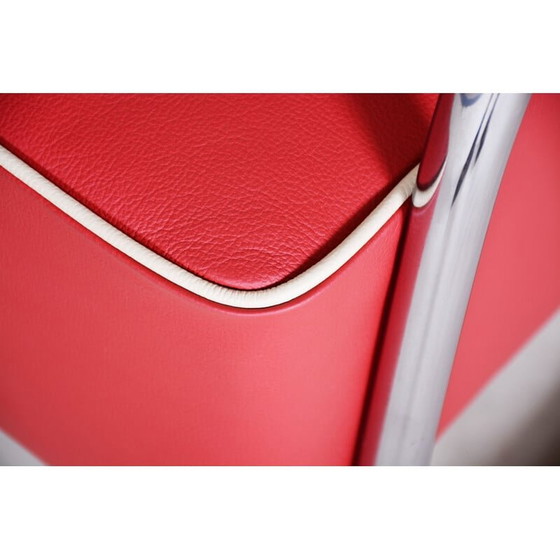 Image 1 of Fauteuil vintage en cuir rouge de Mucke Melder, Tchécoslovaquie, années 1930