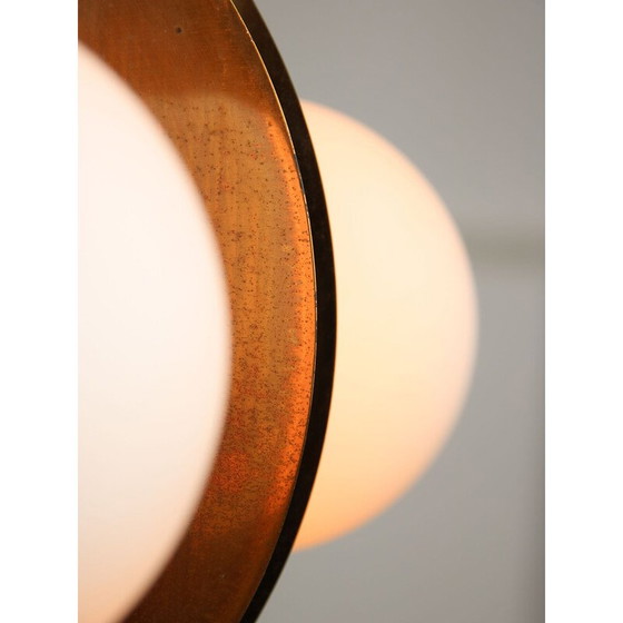 Image 1 of Lustre vintage en cuivre et laiton, Italie 1970