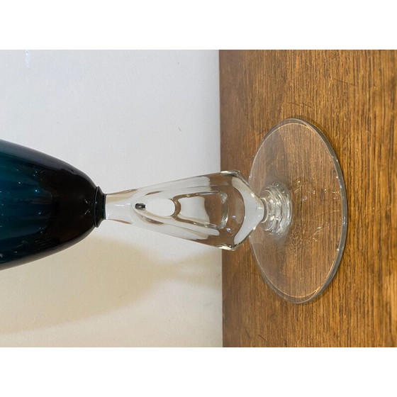 Image 1 of Vase en verre bleu-vert italien du milieu du siècle, 1970