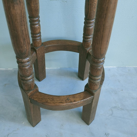 Image 1 of Tabourets de bar/colonnes en chêne vintage (ancien)