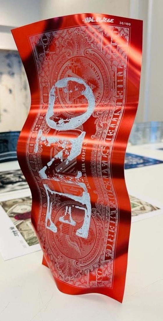 Image 1 of Sculpture Aluminium - Karl Lagasse - One Dollar Rosso Bianco